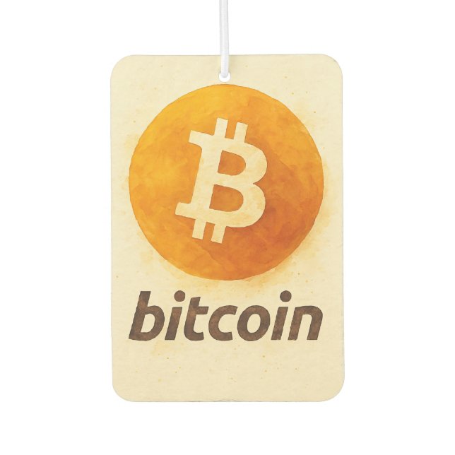 Bitcoin Watercolor (Logo + Text) Autolufterfrischer (Vorderseite)