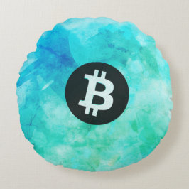 Bitcoin Watercolor (Style 3 - Beach Life) Rundes Kissen