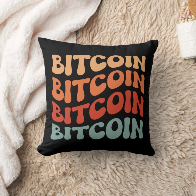 Bitcoin Wavy Text Stilvolle Crypto Typografie Desi Kissen (Decke)