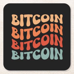 Bitcoin Wavy Text Stilvolle Crypto Typografie Desi Rechteckiger Pappuntersetzer