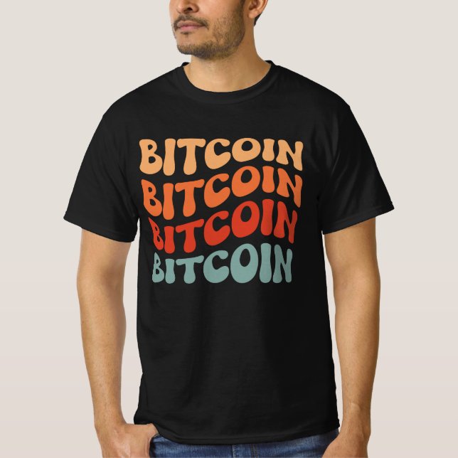 Bitcoin Wavy Text Stilvolle Crypto Typografie Desi T-Shirt (Vorderseite)