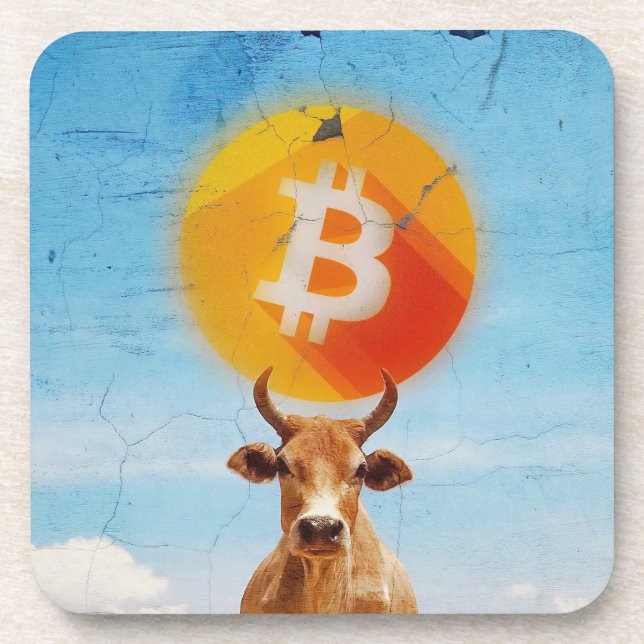 Bitcoin widerstandsfähiger Bulle Getränkeuntersetzer (Vorderseite)