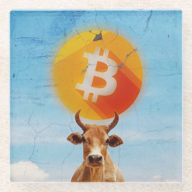 Bitcoin widerstandsfähiger Bulle Glasuntersetzer (Vorderseite)
