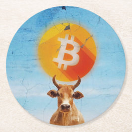 Bitcoin widerstandsfähiger Bulle Runder Pappuntersetzer