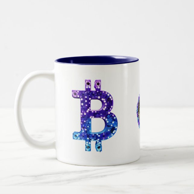 Bitcoin Xmas Zweifarbige Tasse (Links)