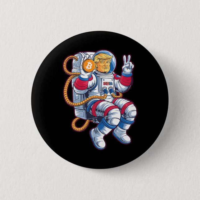 Bitcoin zum Mond BTC Astronauten Crypto Fomo Trum Button (Vorderseite)