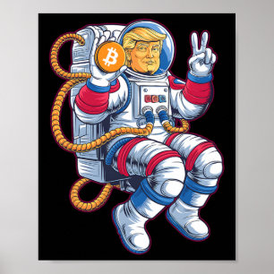 Bitcoin zum Mond BTC Astronauten Crypto Fomo Trum Poster