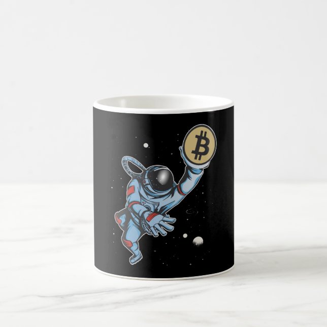 Bitcoin zum Mondastronauten Kaffeetasse (Mittel)