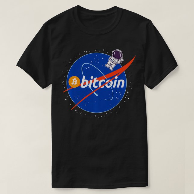 Bitcoin zum Mondastronauten Krypto Cryptostrom T-Shirt (Design vorne)