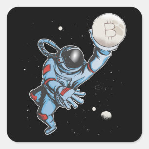Bitcoin zum Mondastronauten Quadratischer Aufkleber
