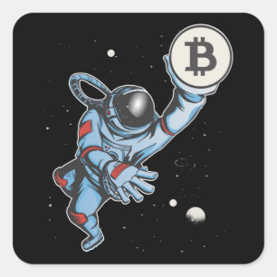 Bitcoin zum Mondastronauten Quadratischer Aufkleber