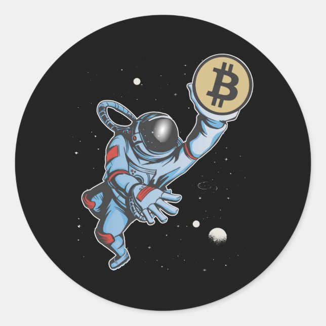 Bitcoin zum Mondastronauten Runder Aufkleber (Vorderseite)