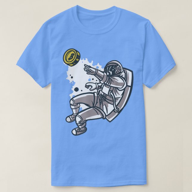 Bitcoin zum Moon Astronaut Space Man T-Shirt (Design vorne)