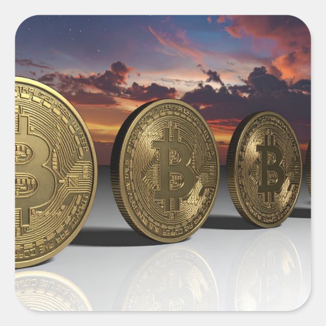 Bitcoins Quadratischer Aufkleber (Vorderseite)
