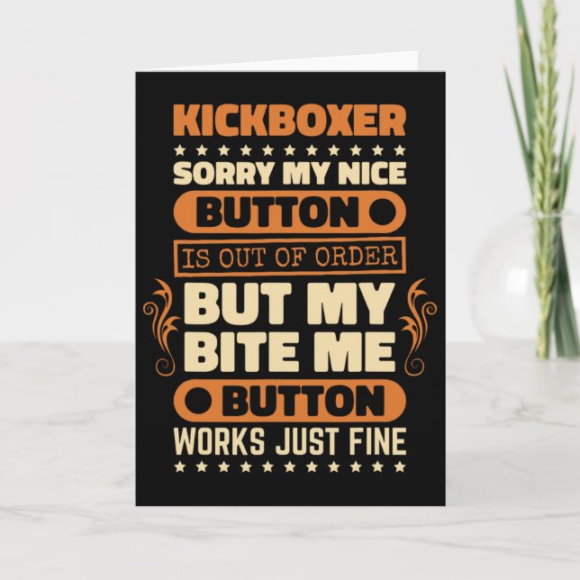 Bite Button Works Kickboxer Design Kickbox Fan K Karte (Vorderseite)
