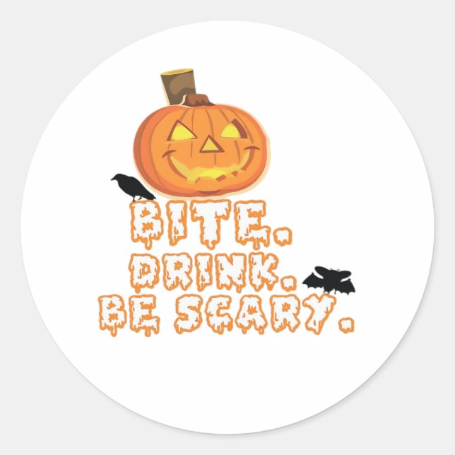 Bite Drinks Beängstigend Halloween Runder Aufkleber (Vorderseite)