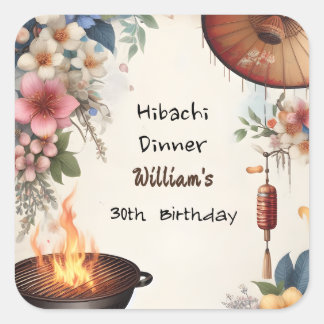 Bite Koch Grillen Japanisch Sushi Hibachi 30. Gebu Quadratischer Aufkleber