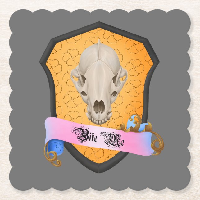 Bite Me Badger Skull Untersetzer (Vorderseite)