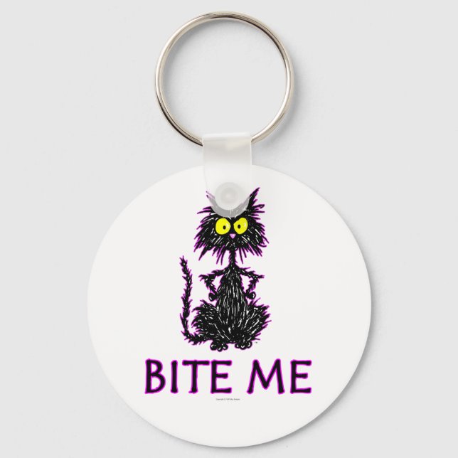 Bite Me! Cat Gift Designs Schlüsselanhänger (Vorderseite)