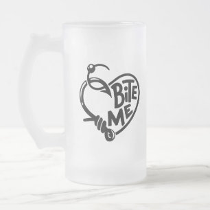 Bite Me Fish Hooks Mattglas Bierglas