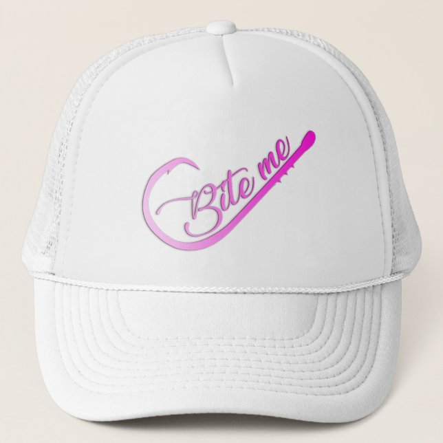 Bite Me Fishing Hook Truckerkappe (Vorderseite)
