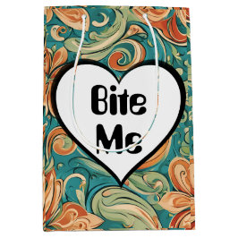 Bite me Funny Heart Wirbles Retro Design Mittlere Geschenktüte