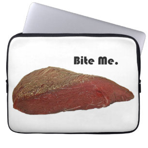 Bite Me Funny Steak Beef Pun Joke Laptopschutzhülle