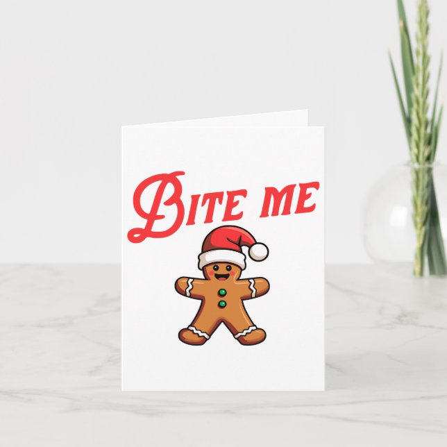 Bite Me Gingerbrot Cookie Funny Sarcastic Christm Karte (Vorderseite)