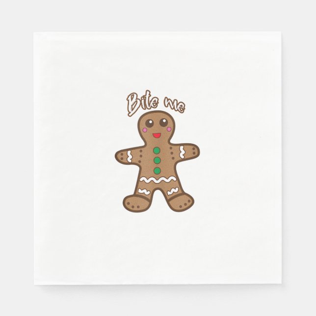 Bite Me Gingerbrot Funny Cookie Weihnachts Thanksg Serviette (Vorderseite)