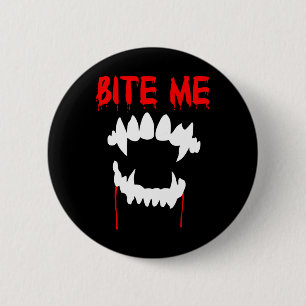 Bite Me Halloween Vampire Teeth Button