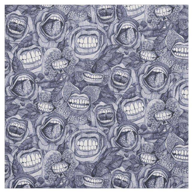 BITE ME Orchideen und Rose INDIGO Stoff (Muster)