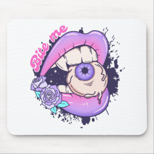 Bite Me Pink Halloween Lippen Mousepad