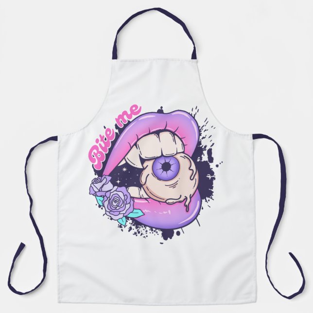 Bite Me Pink Halloween Lippen Schürze (Vorderseite)