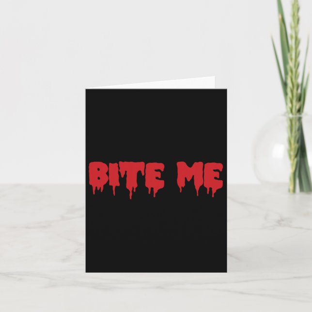 Bite Me Shirt Blood Red Vampire Beängstigendes Par Karte (Vorderseite)