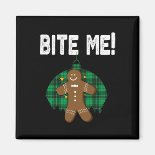 Bite Me Shirt Funny Christmas Gingerbrot Mann Kost Magnet