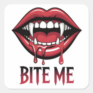 Bite Me Vampire Mouth Quadratischer Aufkleber