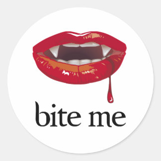 Bite Me Vampire Runder Aufkleber