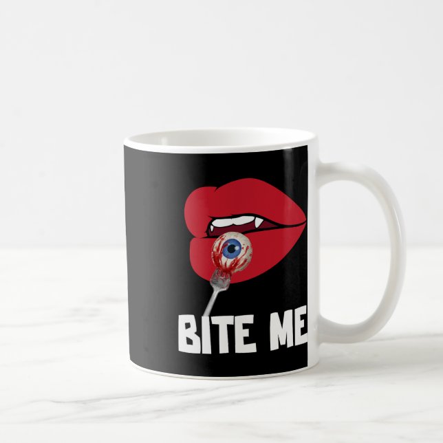 Bite Me Y Vampire Lips Halloween-Party Kostüm Kaffeetasse (Rechts)