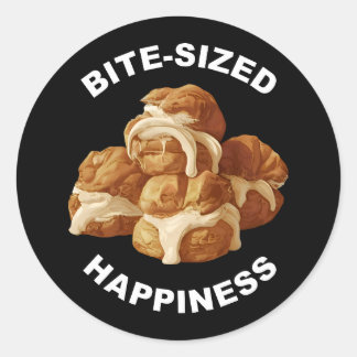 Bite Sized Happiness Profiteroles Runder Aufkleber
