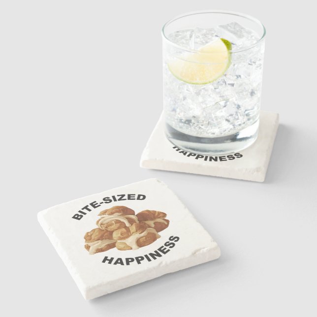 Bite Sized Happiness Profiteroles Steinuntersetzer (Seitenansicht)