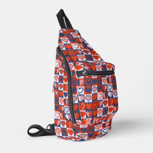 Bitmap Blue & Red Heart Crossbody Bag