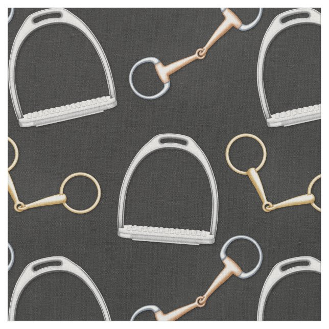 Bits and Stirrups Equestrian (kleiner Maßstab) Stoff (Nahaufnahme)