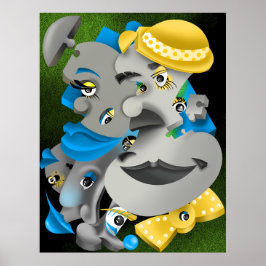 Bits & Pieces - Surreal Jigsaw Faces Artwork Poster
