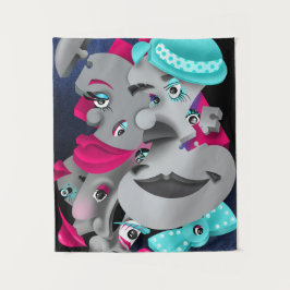 Bits & Pieces - Surreal Jigsaw Faces Artwork Wandteppich