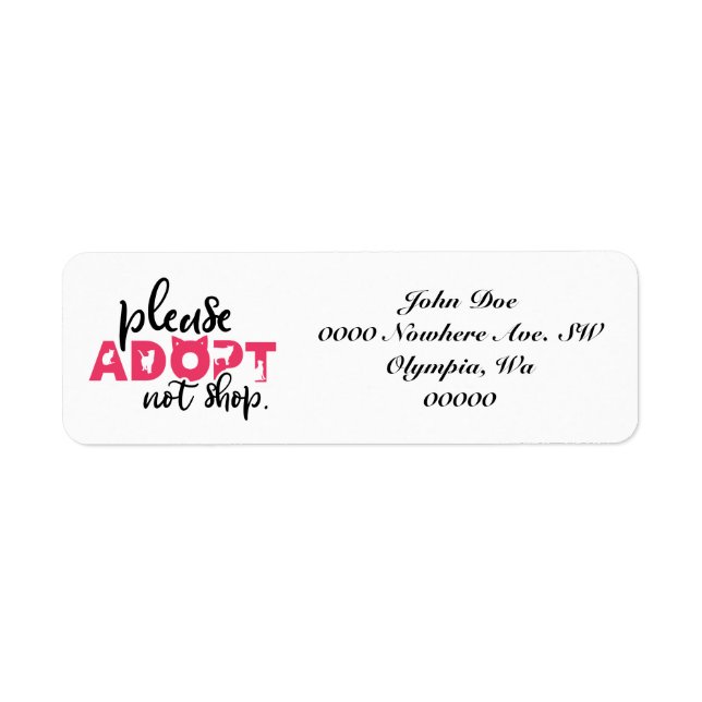Bitte Adoptier keine Pet Rescue Address Labels (Vorne)