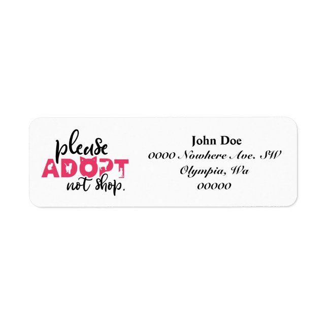 Bitte Adoptier keine Pet Rescue Address Labels (Vorne)