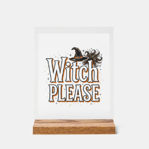 Bitte alte Hexe Halloween-Vektordesign_1 Acrylschild