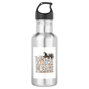 Bitte alte Hexe Halloween-Vektordesign_1 Edelstahlflasche