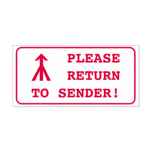 "BITTE AN DEN ABSENDER ZURÜCK!" + Pfeil-Stempel Permastempel