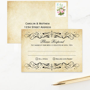Bitte antworten Sie Hochzeit auf altem Pergament RSVP Karte
